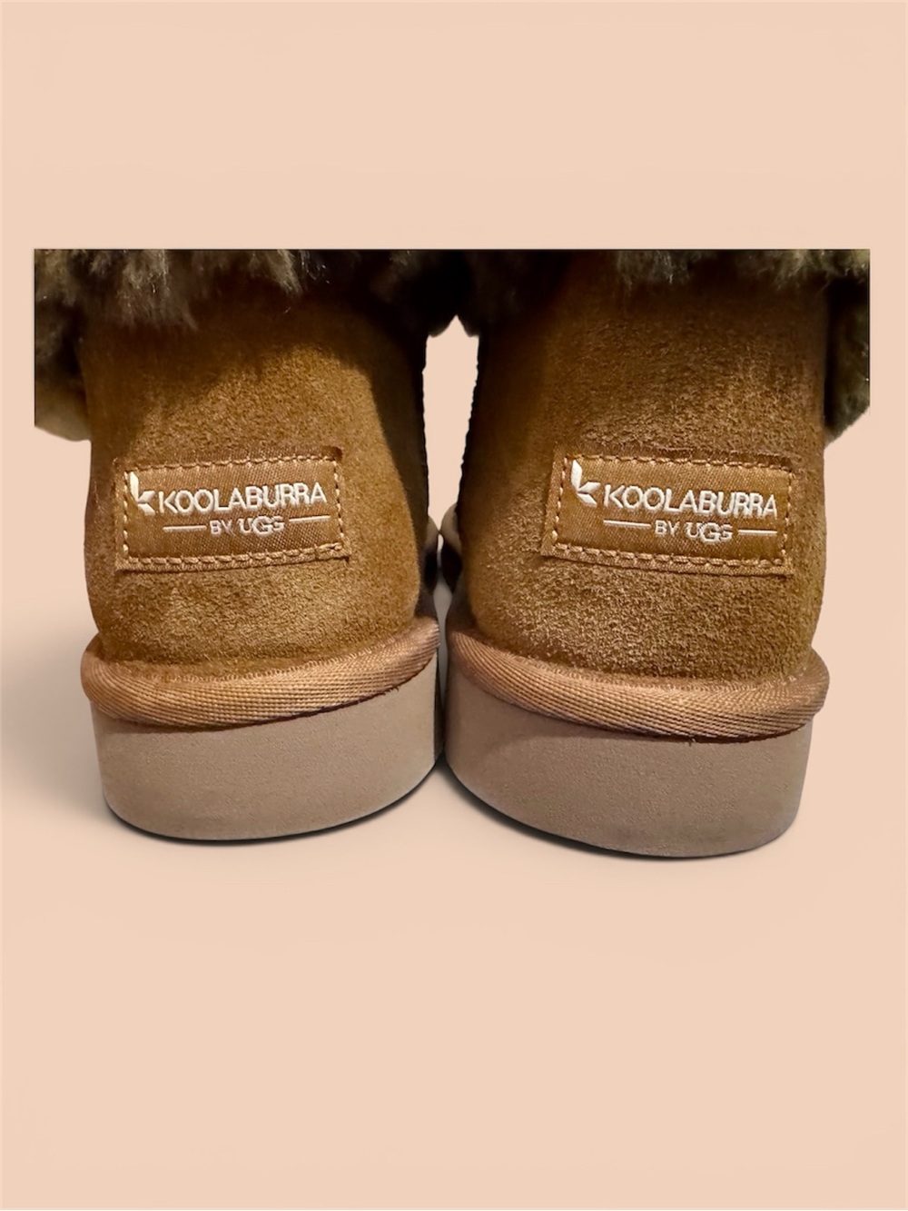 UGG Koolaburra Tan Suede Ankle Boots with Leopard Faux-Fur Cuff - Picture 9 of 16